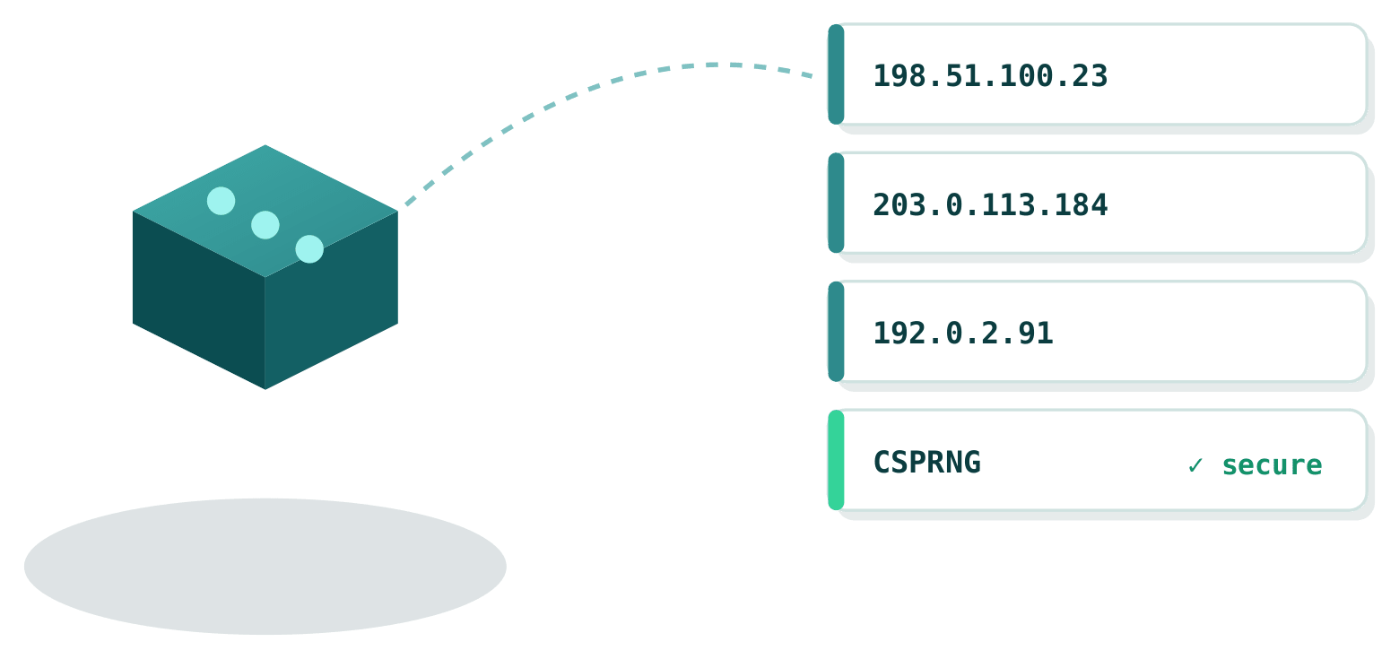 The generator rolls cryptographically secure random IPv4 addresses for test data